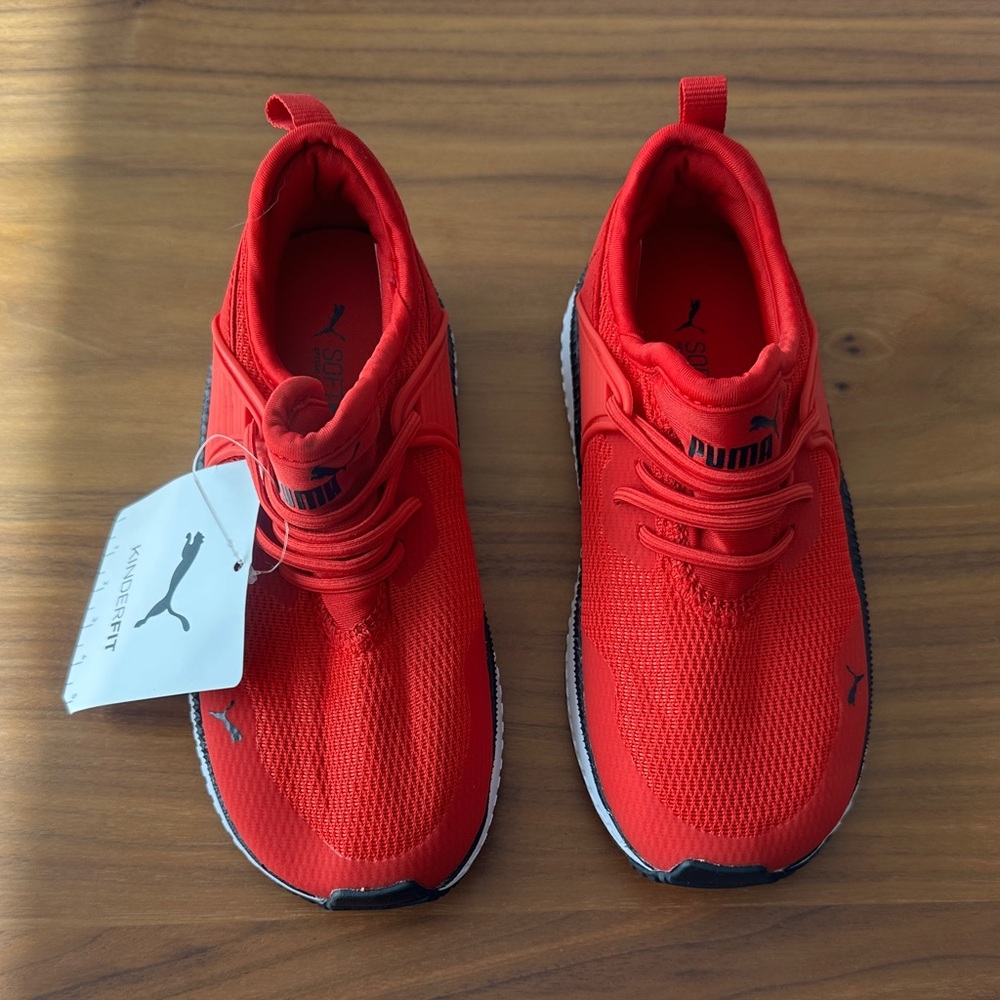 New Puma Kids Unisex Red Mesh Sneakers, 10C